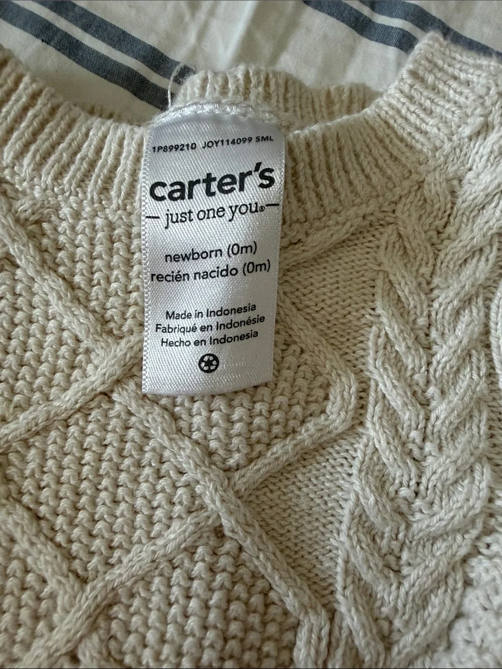 100% Cotton Carter’sCozy Cream Cable Knit Baby Set